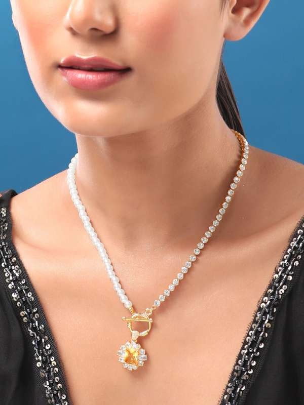 Rubans Golden Brass Necklace Buy Rubans Golden Brass Necklace online in India
