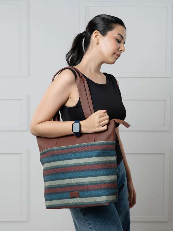 Striped sales tote handbags