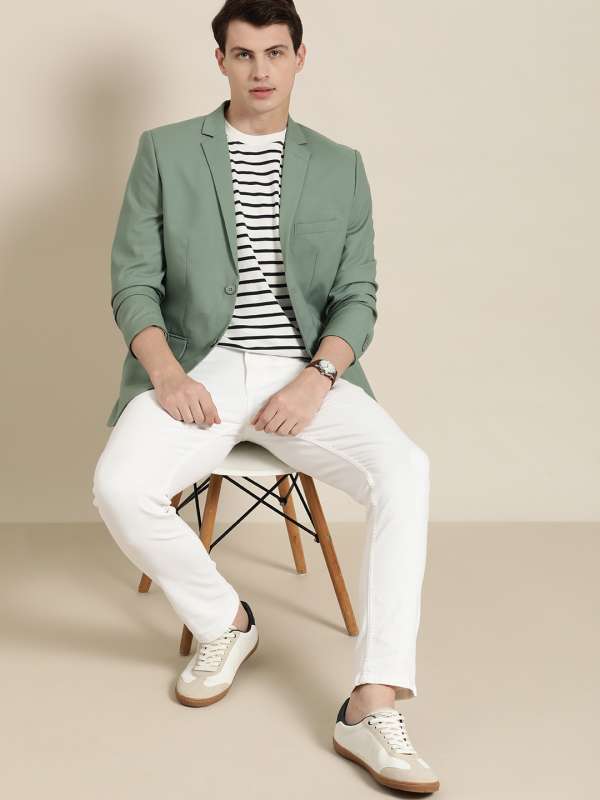 Green blazer cheap white shirt