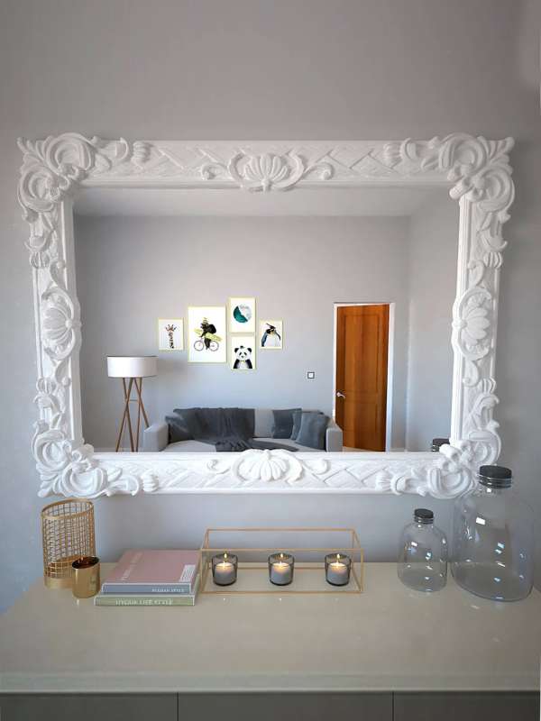 Classic Oval Vanity Mirror with Bold Motif - WallMantra