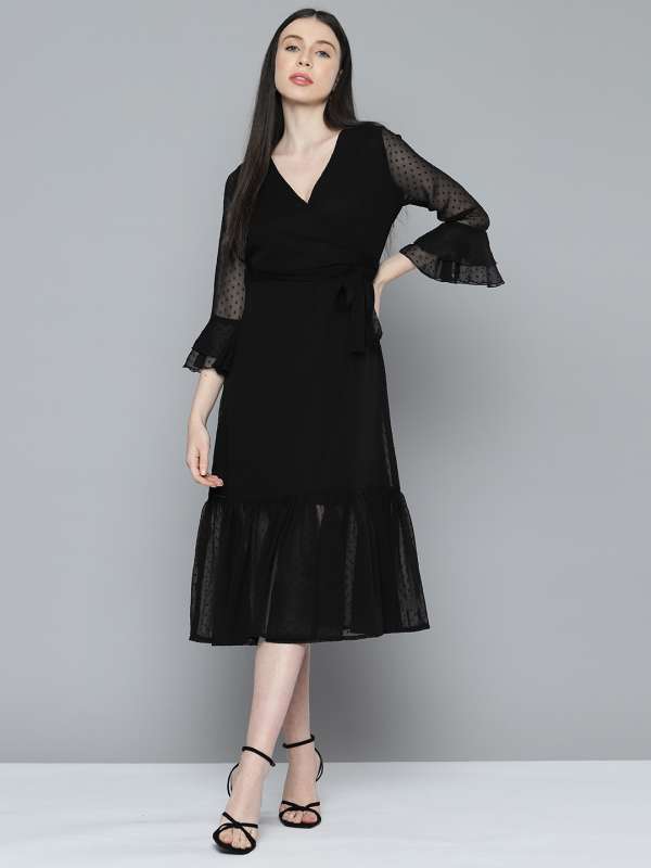 Chemistry Women Black Self Design A Line Dress Buy Chemistry