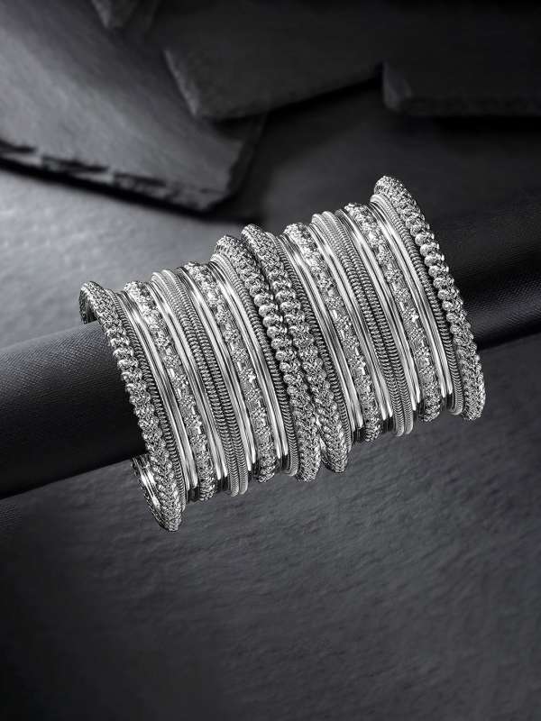 Silver colour metal best sale bangles