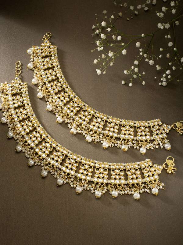 Kundan store anklets online