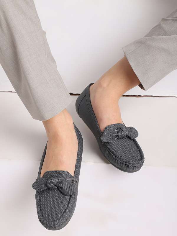 Grey woven loafers on sale