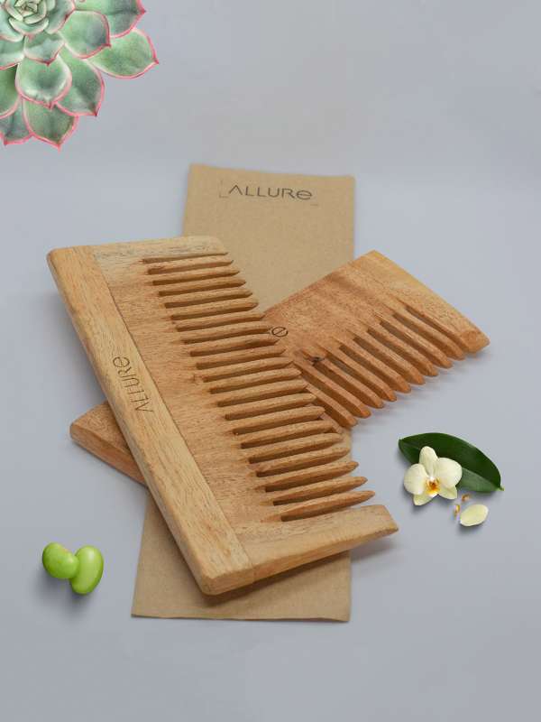 Buy Neem Wood Pack of 2 Shampoo Hair Combs Online in India - Allure  Cosmetics - Allure