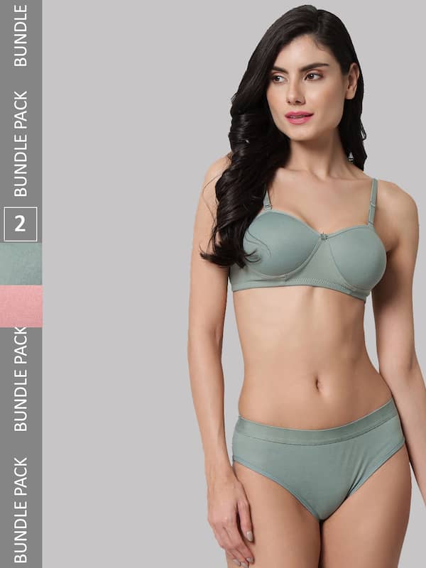 Buy Secrets By ZeroKaata Women Bra-Underwear-Multi-Color (Set of 2) Online