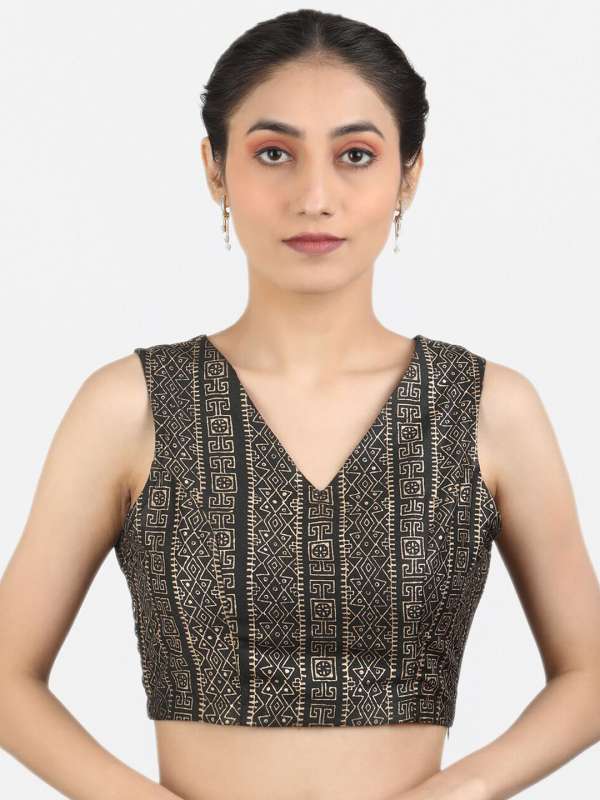 Saree Synthetic Printed Blouse Buy Saree Synthetic Printed