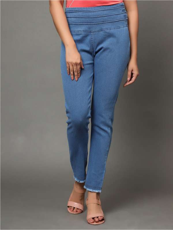 Blue jeggings for girls new arrivals