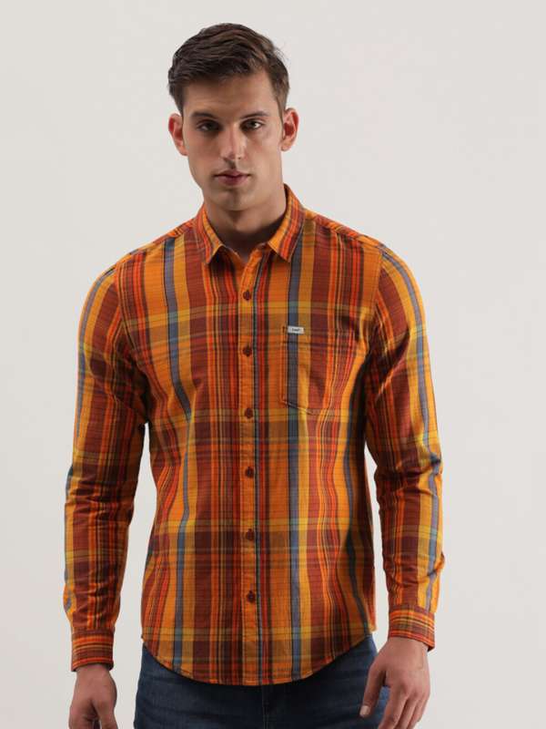 Orange Men Casual Shirts Lee Louis Philippe Jeans - Buy Orange Men