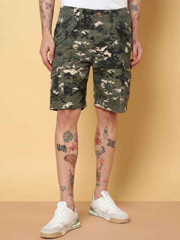 Denim camo shorts top