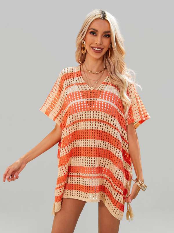 Orange swimsuit cover up hot sale