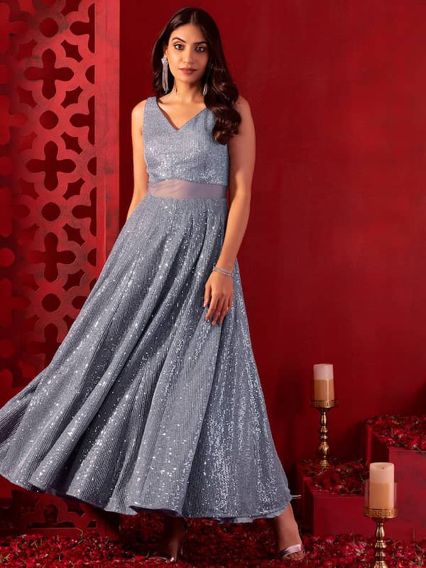 PARTY WEAR GEORGETTE HEAVY GOWN WITH HEAVY CHINE SEQUENC-tiepthilienket.edu.vn