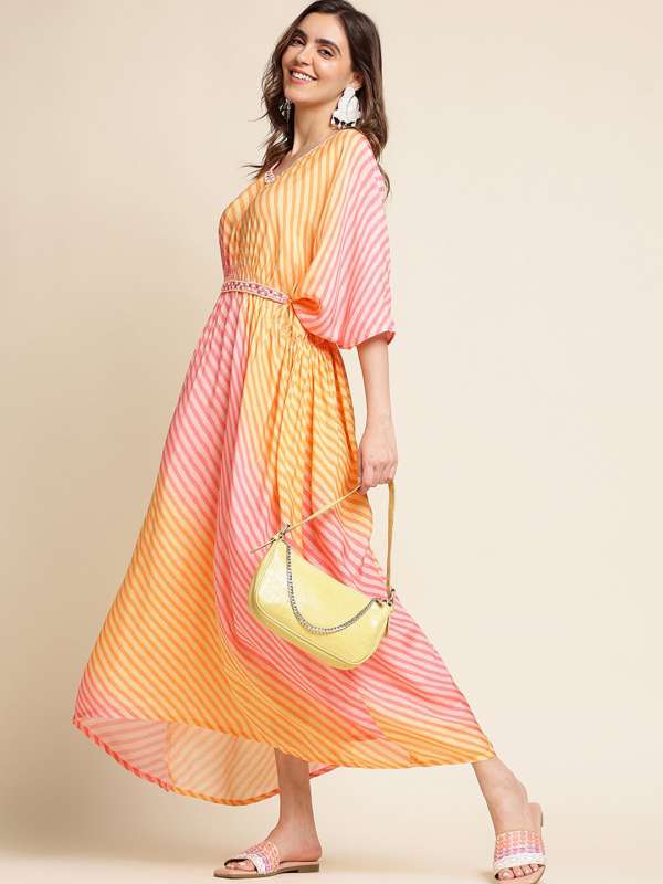 Orange striped maxi dress top