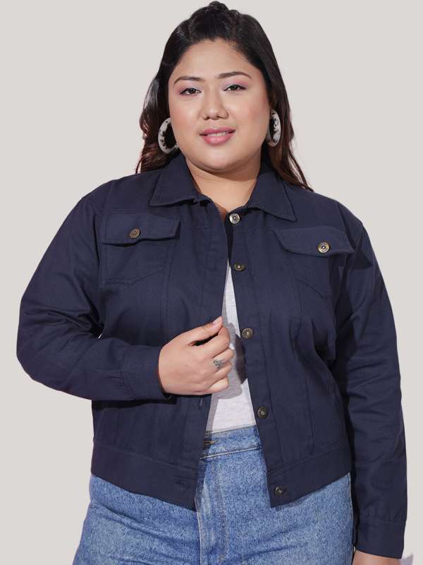 Plus-Size Cropped Twill Jacket