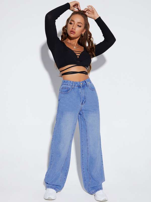 Rips Parallel Jeans in Black Wash  Dark denim jeans outfit High waisted  mom jeans Boyfriend jeans