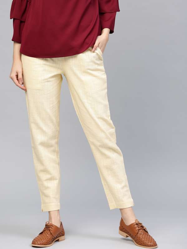 Cream Coloured Trousers  Buy Cream Coloured Trousers online in India