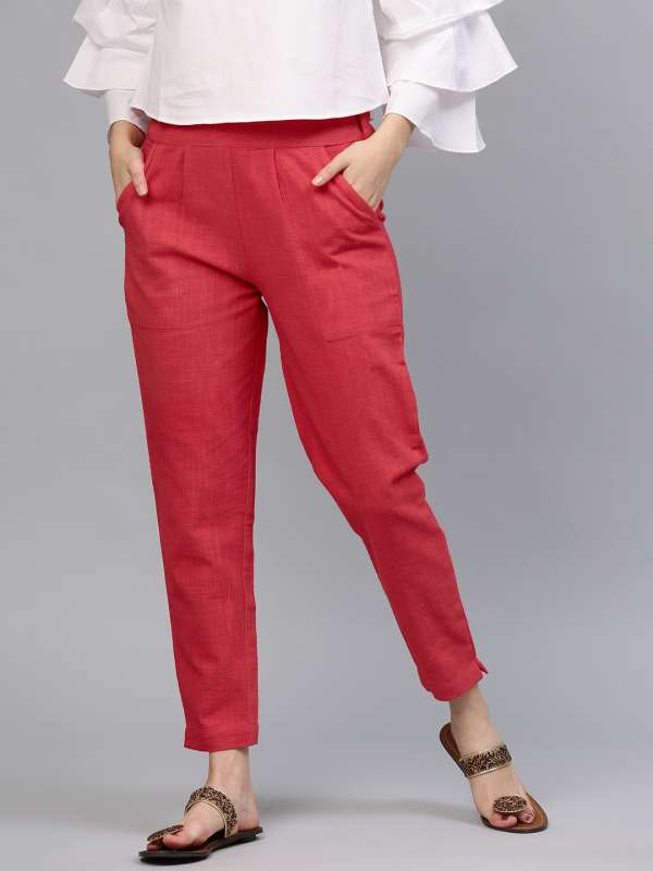 Jaipur Kurti Slim Fit Women Red Trousers  Buy Jaipur Kurti Slim Fit Women  Red Trousers Online at Best Prices in India  Flipkartcom