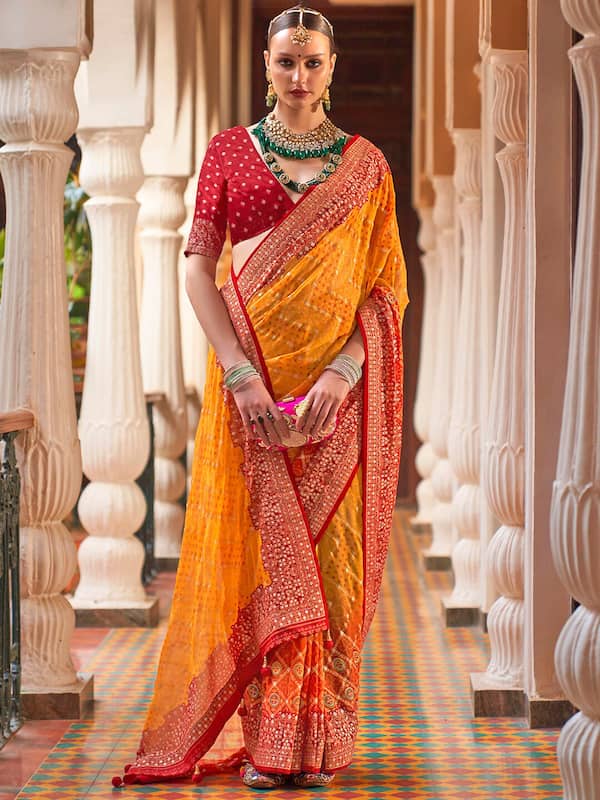 Yellow Embroidered Wedding Wear Saree In Silk-atpcosmetics.com.vn