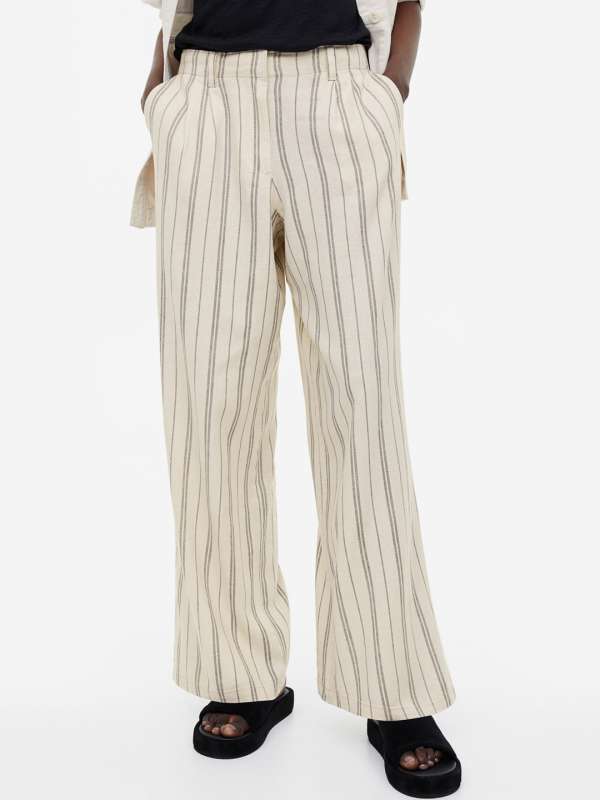 White Linen Look Low Rise Tailored Trousers  PrettyLittleThing