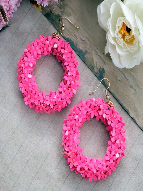 Pink Hoop Earrings Buy Pink Hoop Earrings online in India