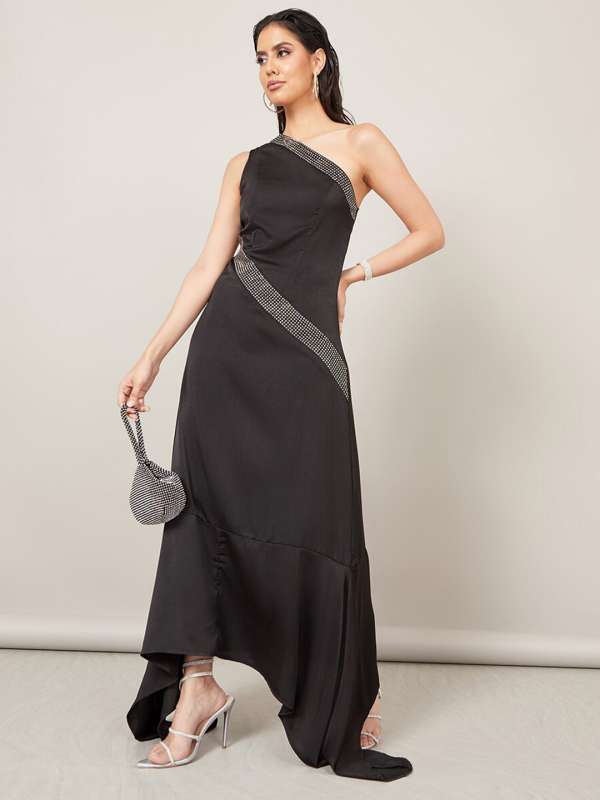Buy Long Open Black Dress, Backless Dress, One Shoulder Dress, Extra Long  Maxi Dress, Open Back Dress, Manhattan One Shoulder Gown, MD0141 Online in  India 