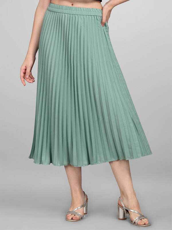 Sea Green Drape Crop Top With Skirt  Agashe
