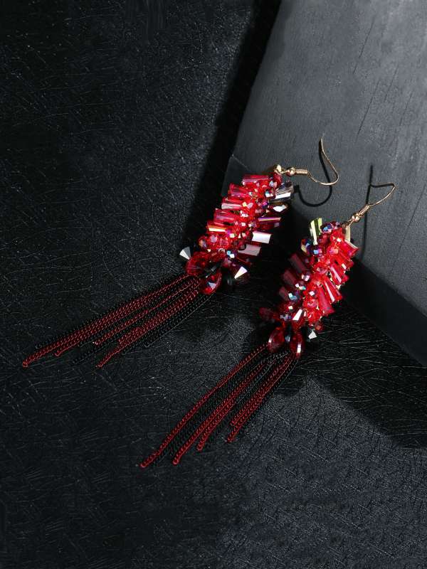 Jewels Galaxy Red Black Copper Drop Earrings Buy Jewels Galaxy