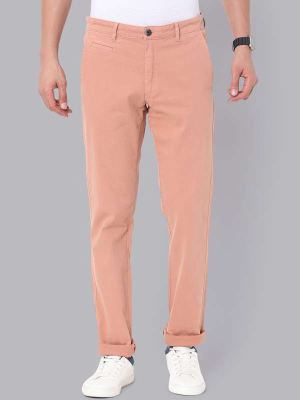 Buy SON OF A NOBLE Solid Flat Front Pant  Peach Color Men  AJIO LUXE