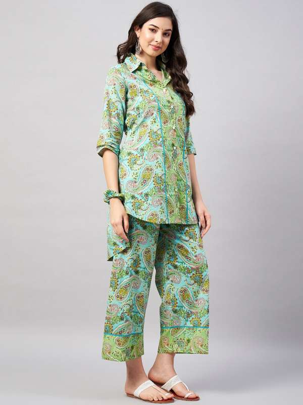 Indian Womens Co-ord Sets Cotton Co-ord Sets Embroiderd Co-ord Set