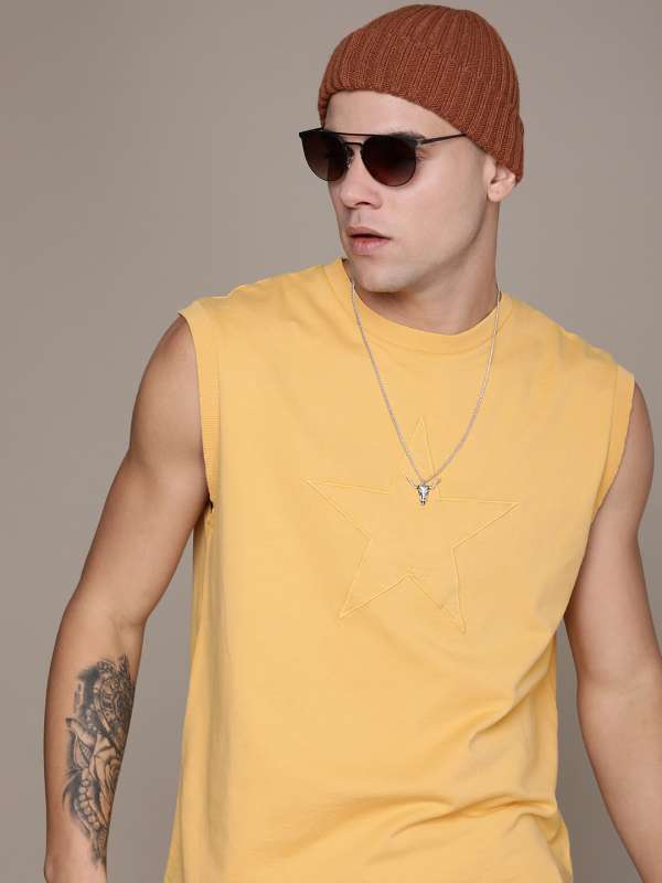 Yellow sleeveless hotsell shirt