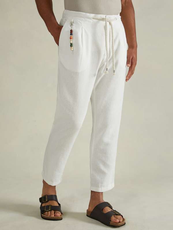 SELECTED HOMME Trackpants  Buy SELECTED HOMME White Solid Slim Fit Linen  Pants Online  Nykaa Fashion