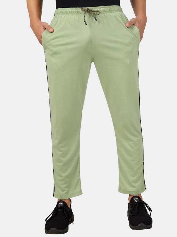 Men Light Green Track Pants side pocket Established
