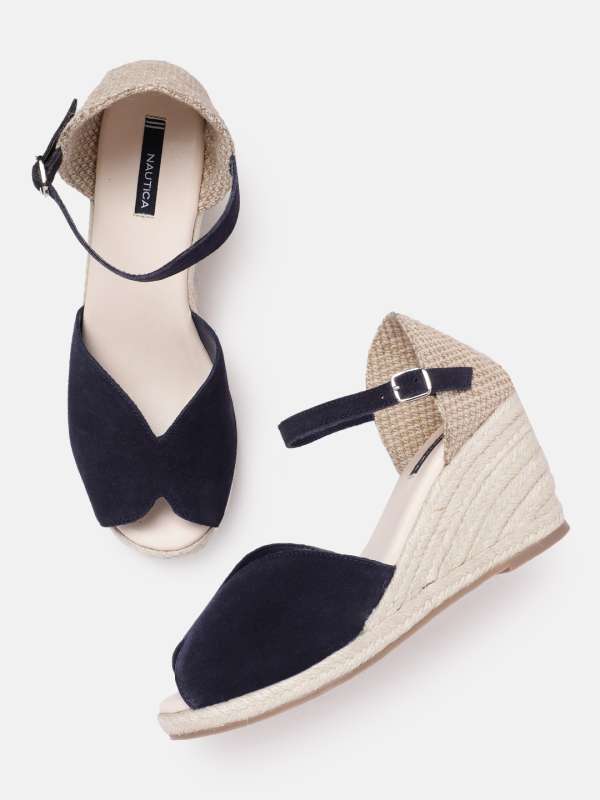 Navy blue store wedges closed toe