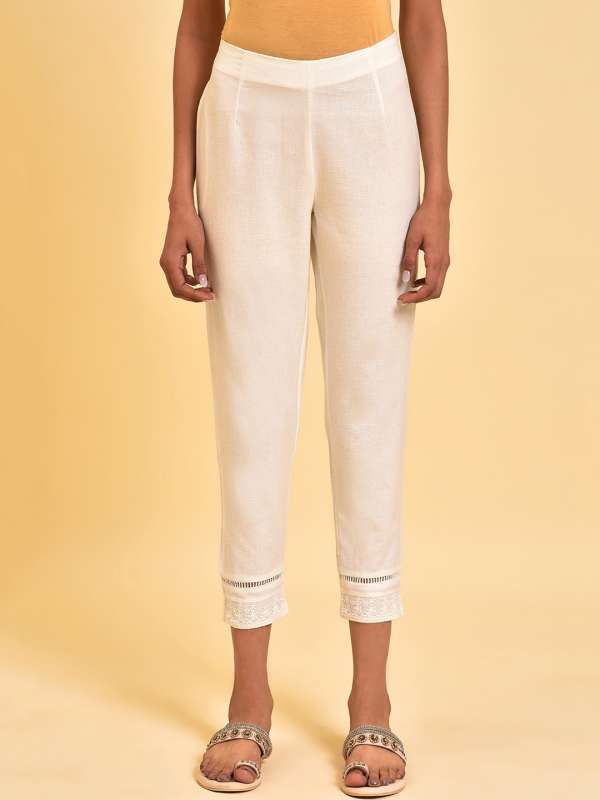 Women Beige & Off-White Loose Fit Striped Cotton Parallel Trousers at Rs  320/piece, Women Trousers in New Delhi
