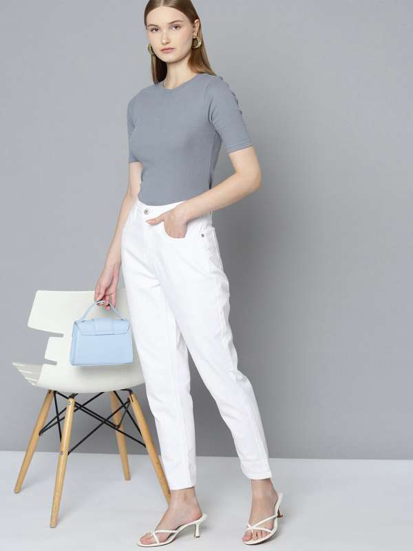 Buy Twinbirds Women White Cotton Solid High Waist Denim Jeans. Online at  Best Prices in India - JioMart.