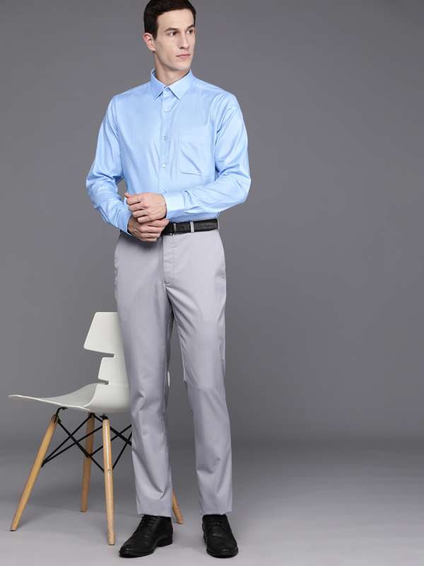 Buy STOP Grey Solid Slim Fit Men's Formal Shirt | Shoppers Stop