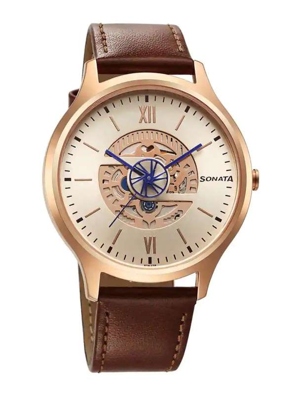 Leather hotsell gold watch