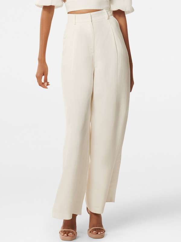 Buy Jack  Jones Off White Cotton Pleated Trousers for Mens Online  Tata  CLiQ