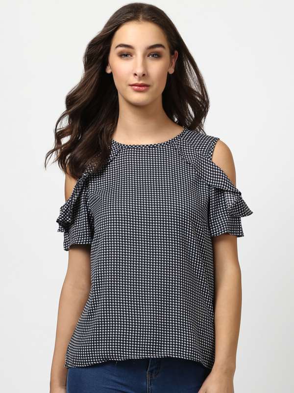 Checkered top black and white on sale