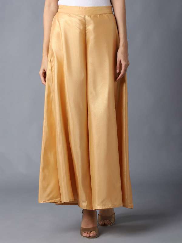 Golden flared palazzo clearance