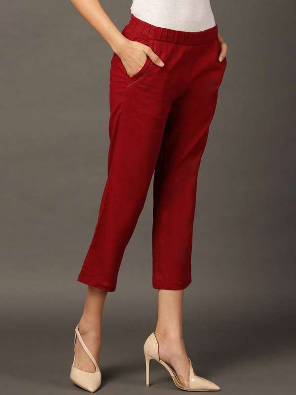 Buy Red Trousers  Pants for Women by Fig Online  Ajiocom