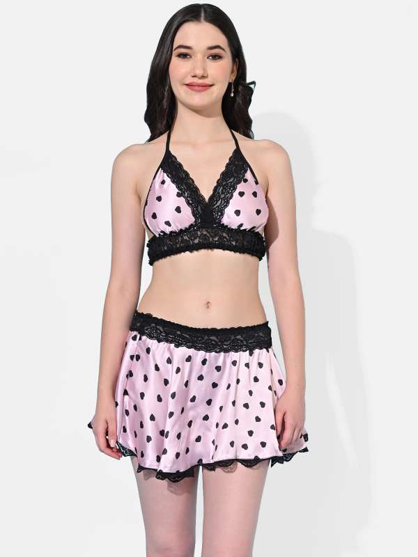Buy Doll Bra and Underwear Set in Pink and Multi Color with