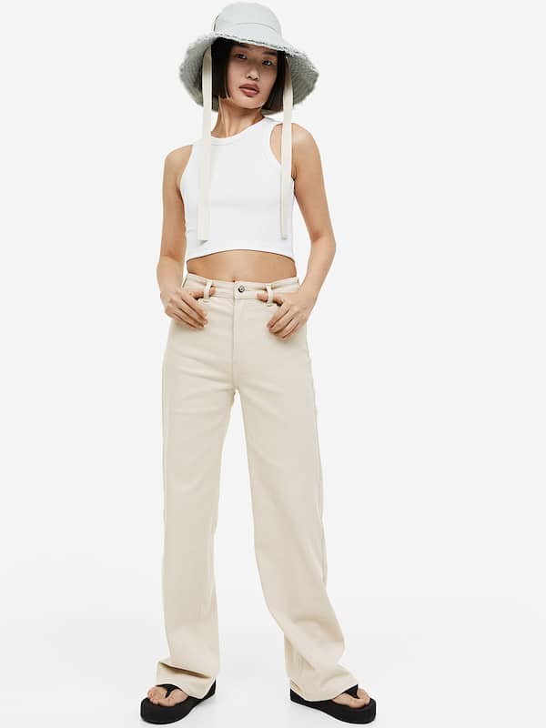 Buy Women's Creamy Beige Straight Fit Trousers Online at Bewakoof-anthinhphatland.vn