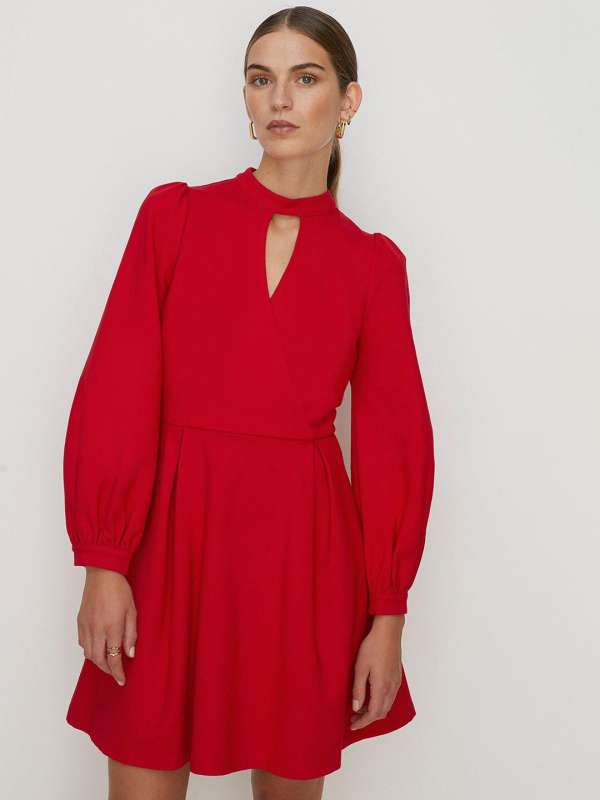 Buy THE WINTER WORTHY RED SKATER COAT DRESS for Women Online in India