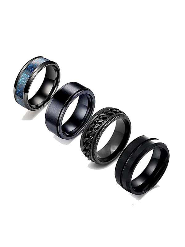 Black metal rings clearance for men