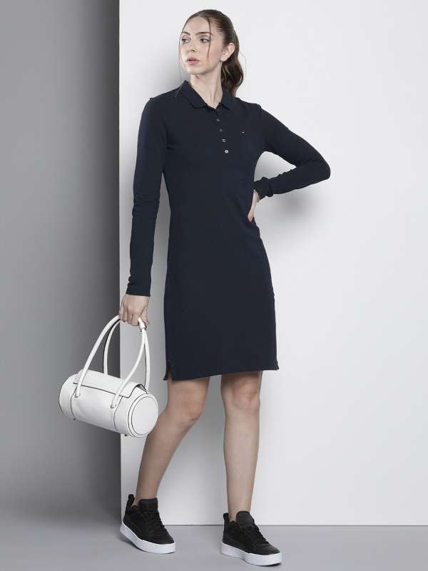 Tommy hilfiger black dress deals with white collar