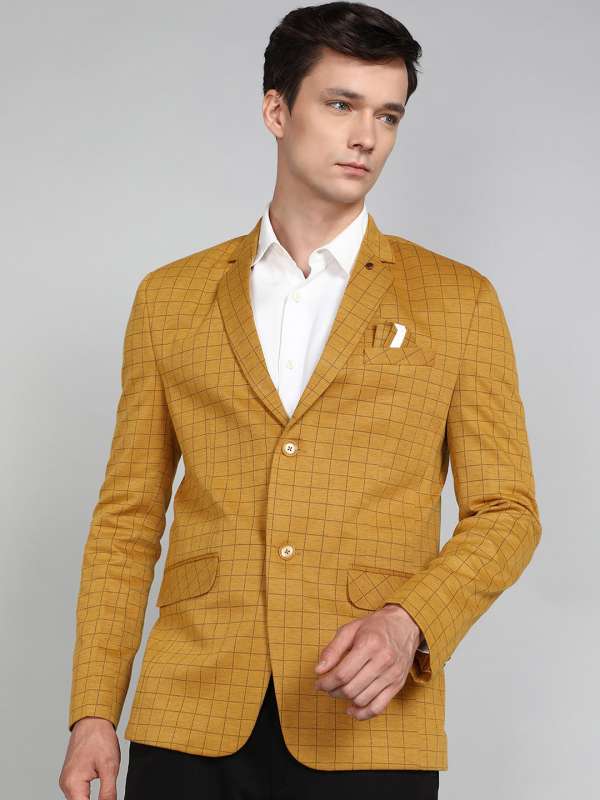 Mustard check blazer shop