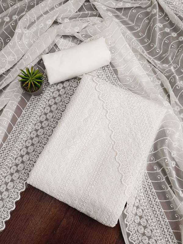 White Dress Material Buy White Dress Materials Online Myntra