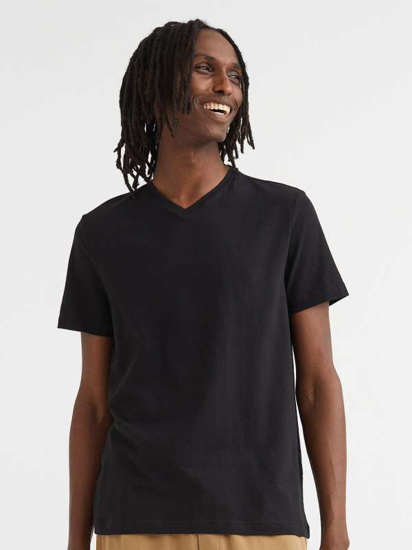 Plain V-Neck T-shirt, Black