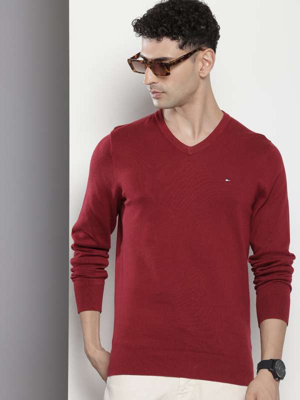 Hrx Sweaters Tommy Hilfiger Men Maroon Solid Sweater Buy Hrx Sweaters Tommy Hilfiger Men Maroon Solid Sweater online in India